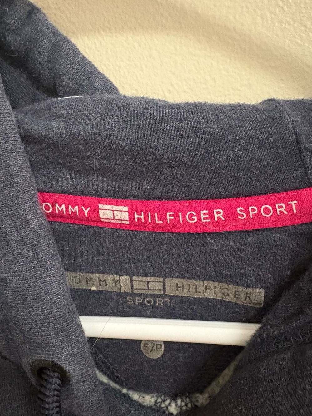 Tommy Hilfiger Sport Women's Navy Blue Cropped Pullover Hoodie with Striped Trim - Picture 3 of 5